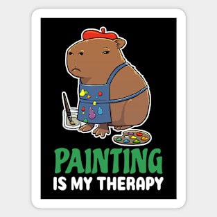 Painting is my therapy cartoon Capybara Magnet